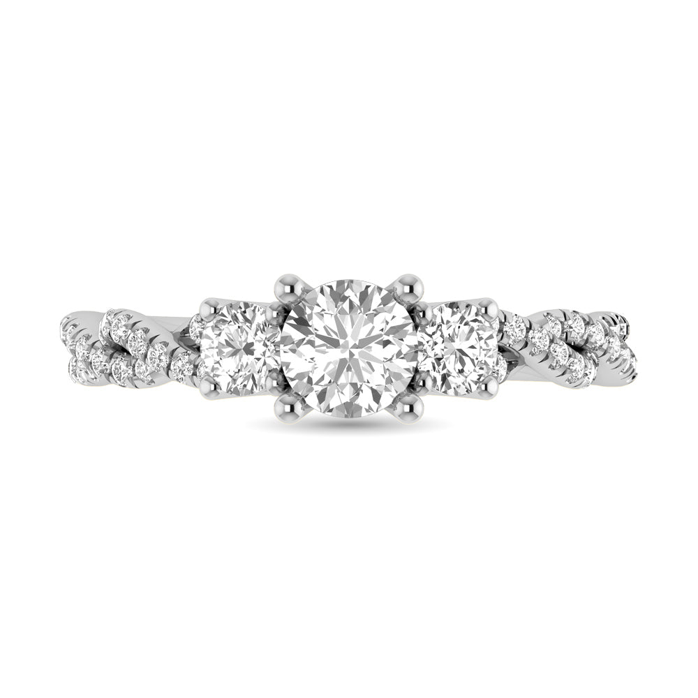 14K White Gold 1 Ct.Tw. Round Cut Diamond Engagement Ring