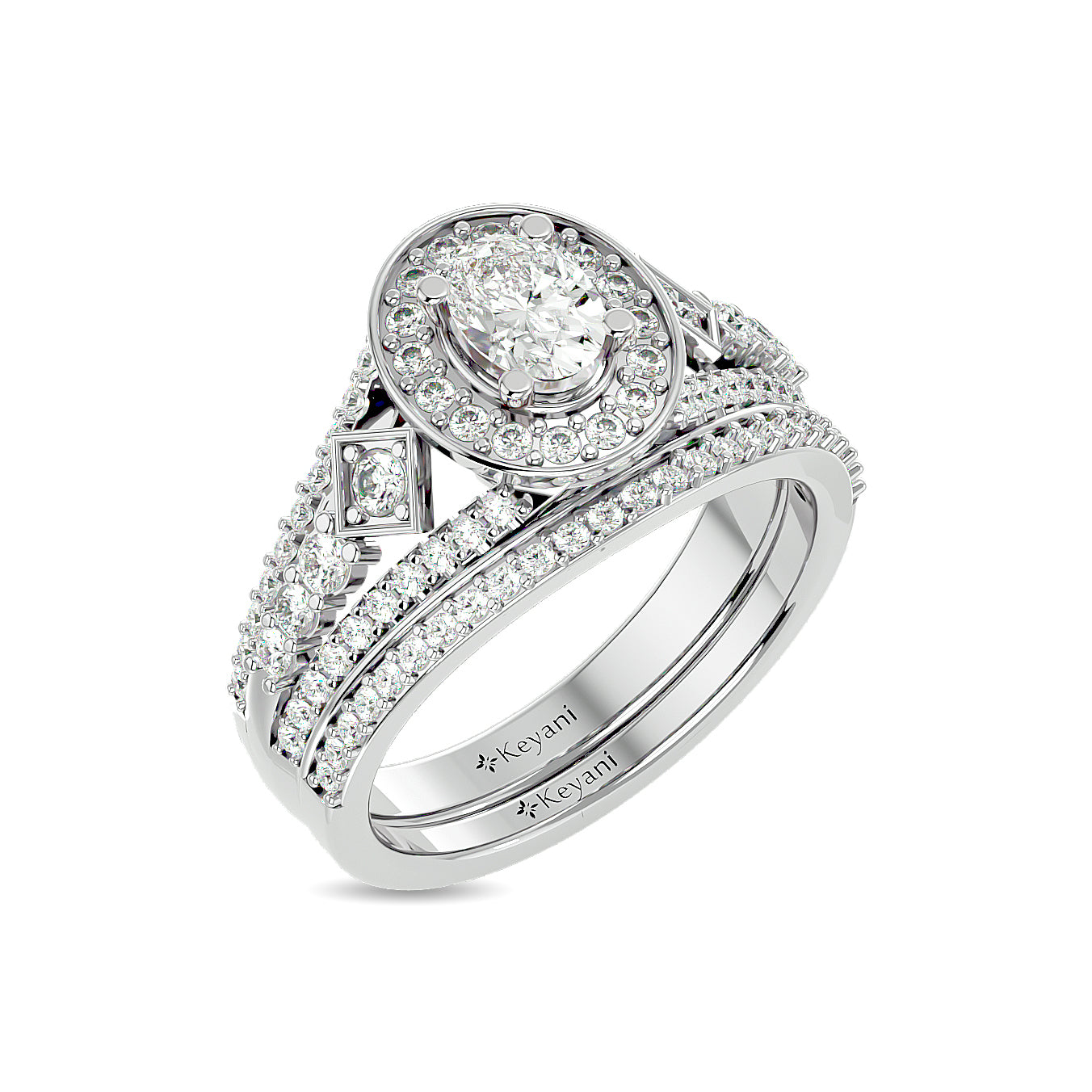 Diamond 1 1/4 Ct.Tw. Oval Shape Bridal Ring in 14K White Gold