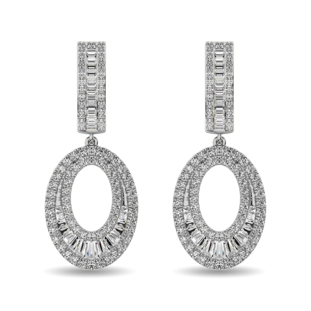 Diamond 1 Ct.Tw. Hoop Earrings in 14K White Gold