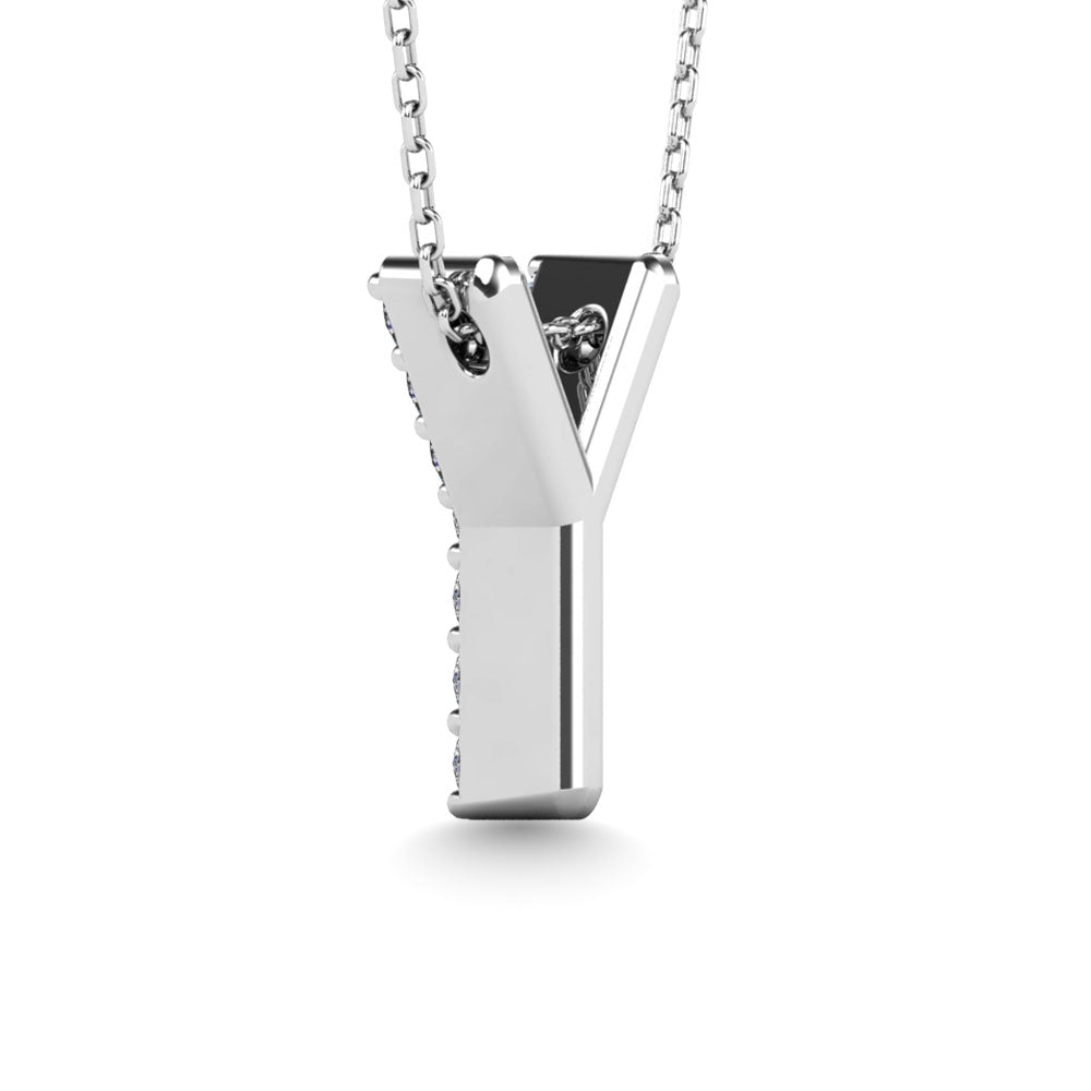 Diamond 1/10 Ct.Tw. Letter Y Pendant in 14K White Gold