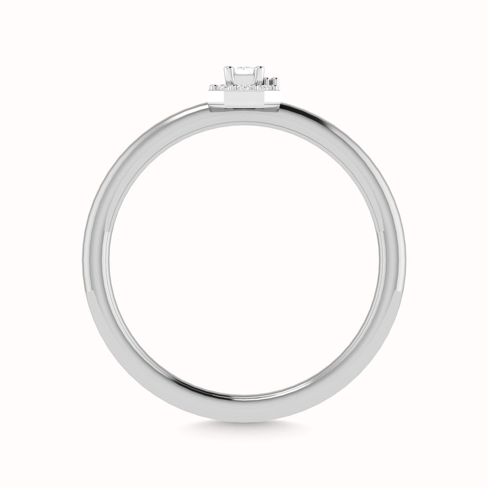 Diamond 1/3 Ct.Tw. Round and Emerald Cut Engagement Ring in 14K White Gold