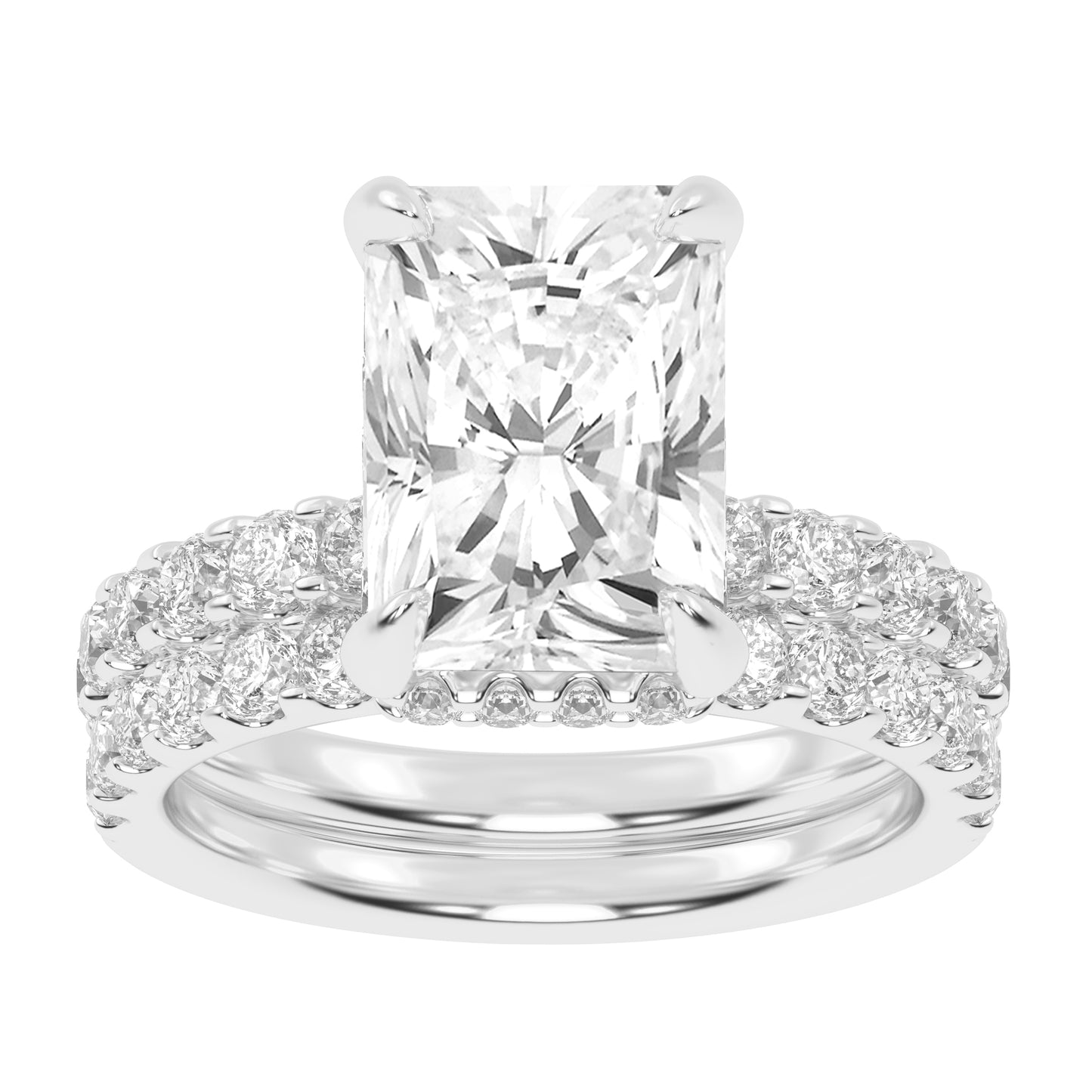 14K 4.44CT Certified Lab Grown Diamond Bridal Set Double hidden halo