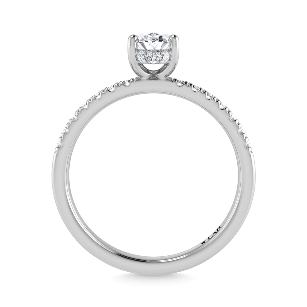 14K White Gold Lab Grown Diamond 1 3/4 Ct.Tw. IGI Certified Oval Shape Hidden Halo Engagement Ring