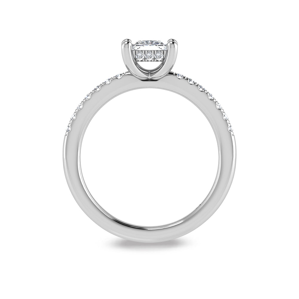 14K White Gold Princess Cut Lab Grown Diamond 1 3/4 ct.tw. Hidden Halo Engagement Ring