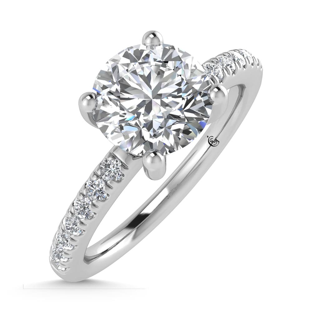 14K White Gold Lab Grown Diamond 1 3/4 Ct.Tw. IGI Certified Round Shape Hidden Halo Engagement Ring