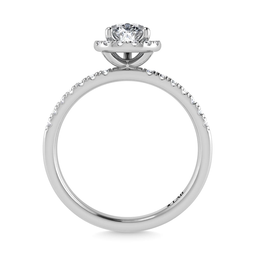 14K White Gold Lab Grown Diamond 1 Ct.Tw. IGI Certified Pear Shape Halo Engagement Ring