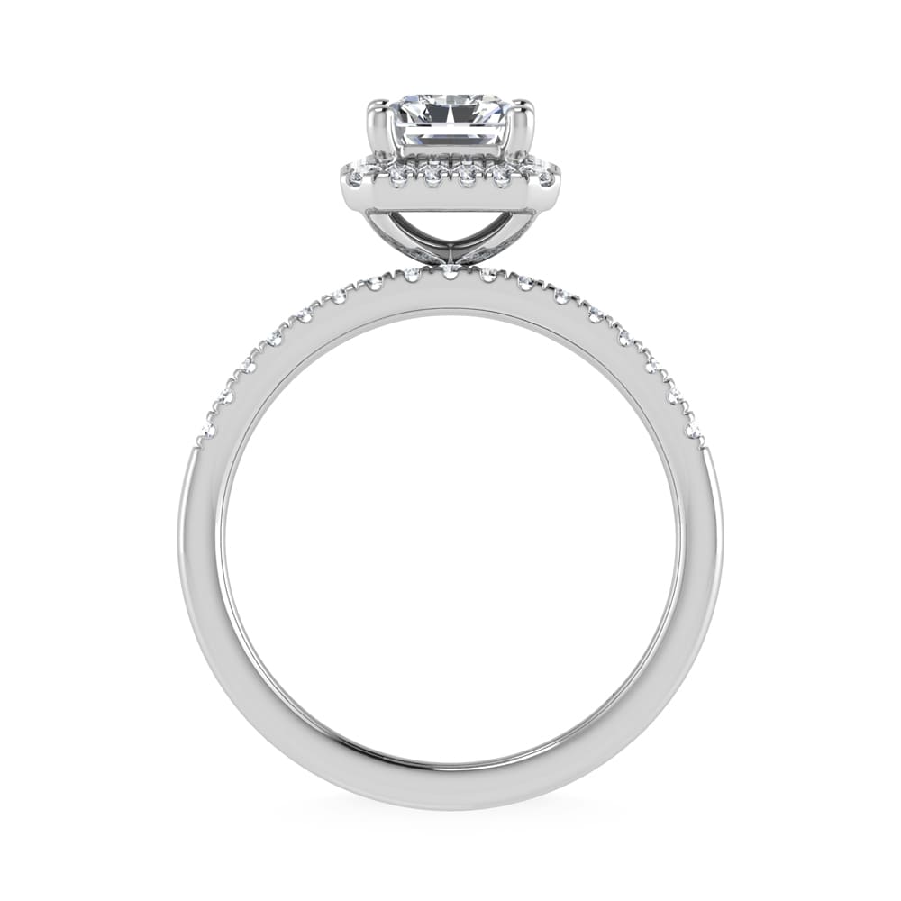14K White Gold Lab Grown Diamond 1 1/4 Ct.Tw. Radiant Shape Halo Engagement Ring (Center 1 ct)