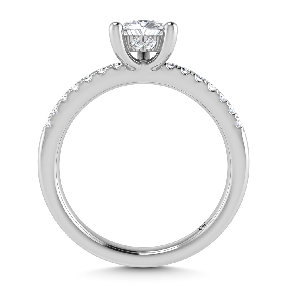 14K White Gold Lab Grown Diamond 4 1/2 Ct.Tw. Hidden Halo Engagement Ring (Center Pear)
