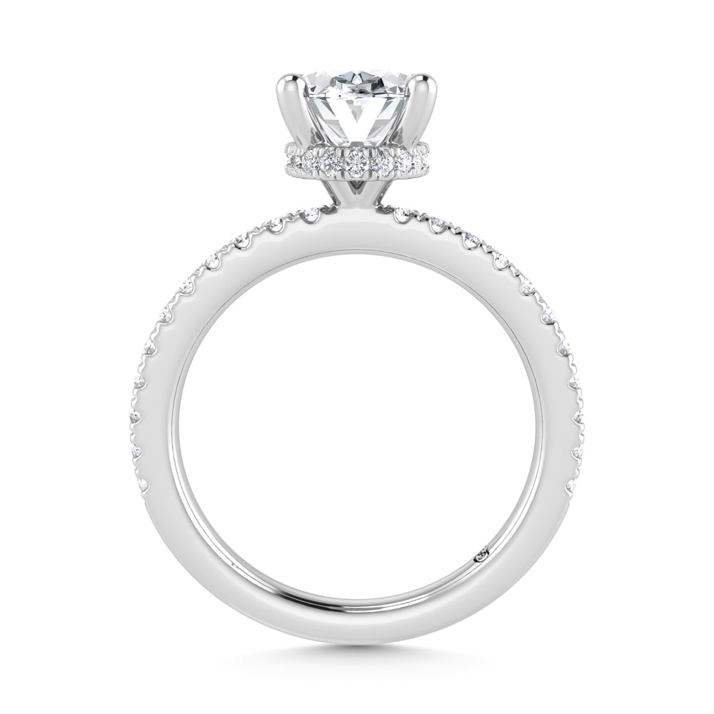 14K White Gold Lab Grown Diamond 4 1/2 Ct.Tw. Oval Shape Halo IGI Certified Engagement Ring (Center 5 ct)