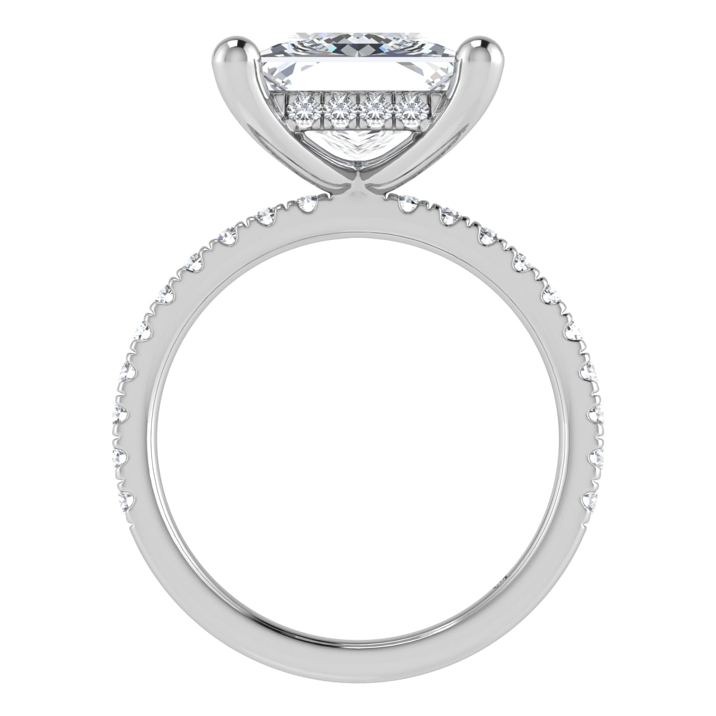 14K White Gold Lab Grown Diamond 4 1/2 Ct.Tw. Princess Shape Halo IGI Certified Engagement Ring (Center 5 ct)