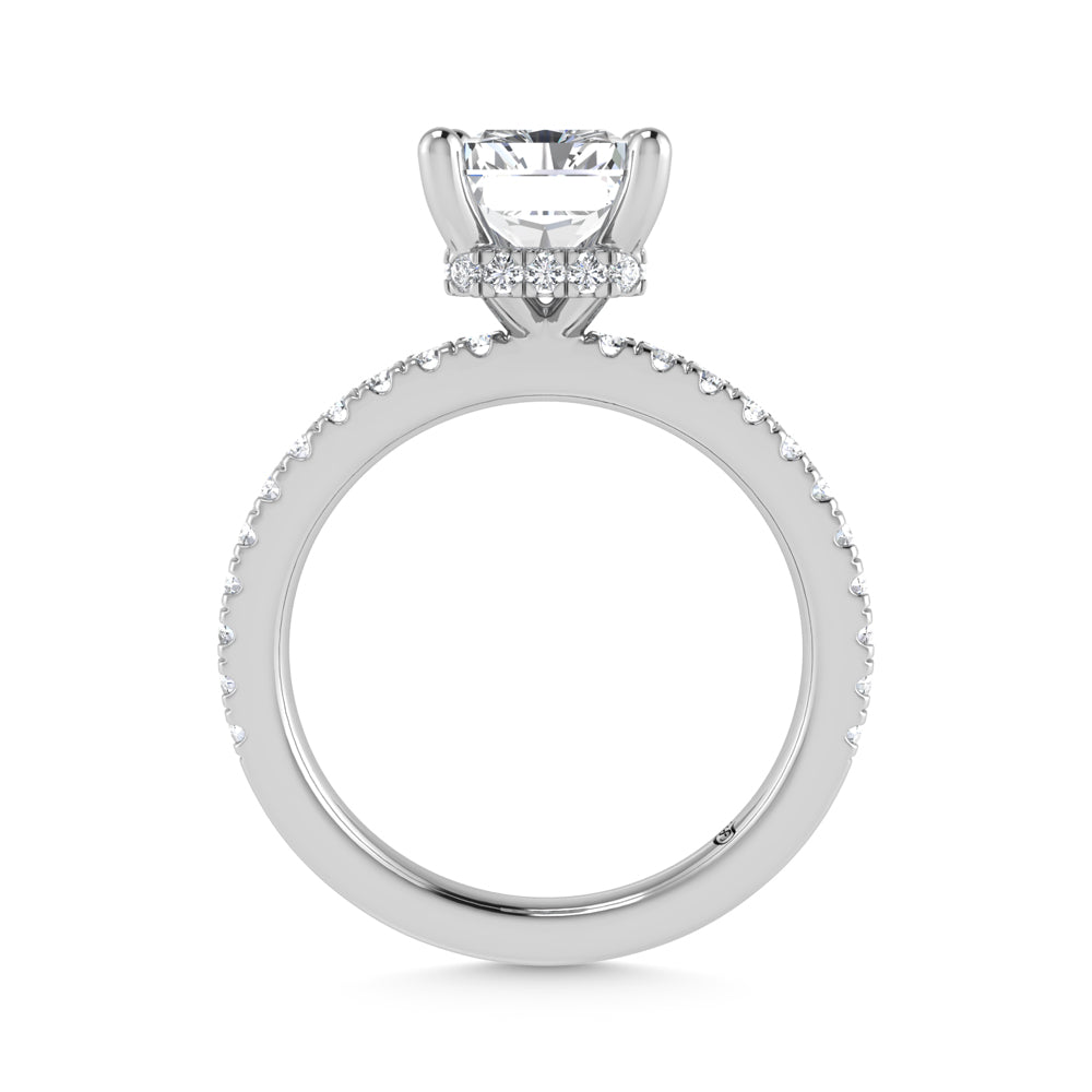 14K White Gold Lab Grown Diamond 3 1/2 Ct.Tw. Radiant Shape Halo IGI Certified Engagement Ring (Center 3ctw)