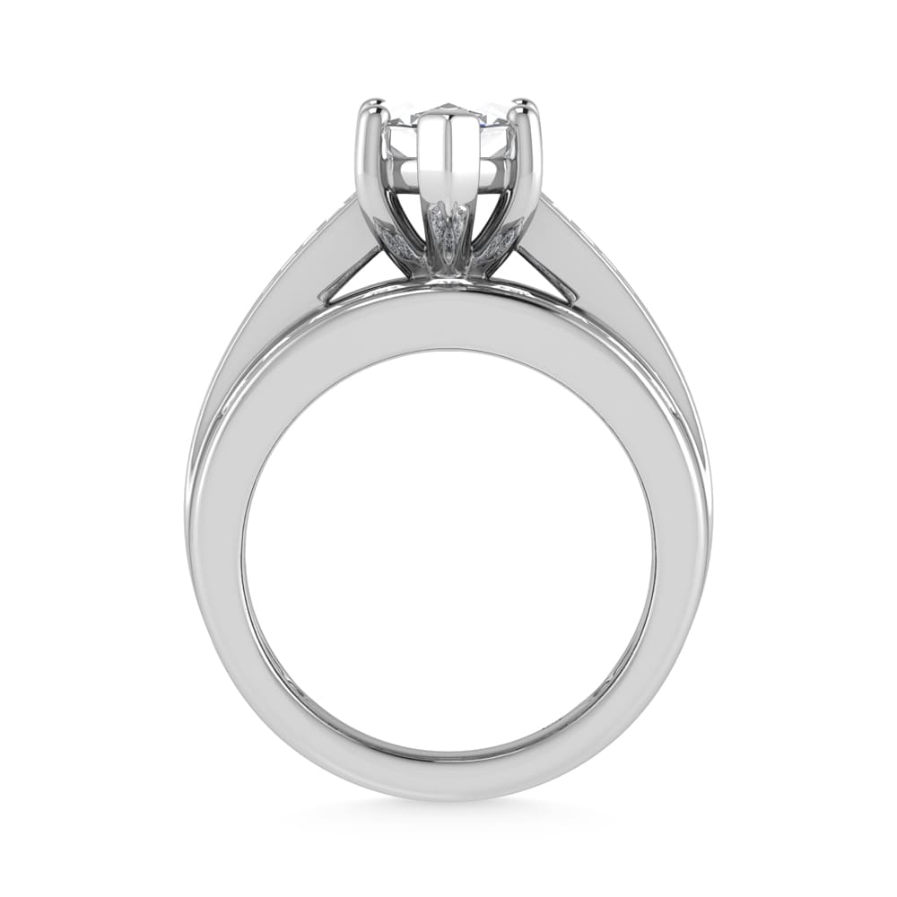 14K White Gold Lab Grown Diamond 6 Ct.Tw. Marquise Shape Engagement Ring (IGI Certified 5CT)