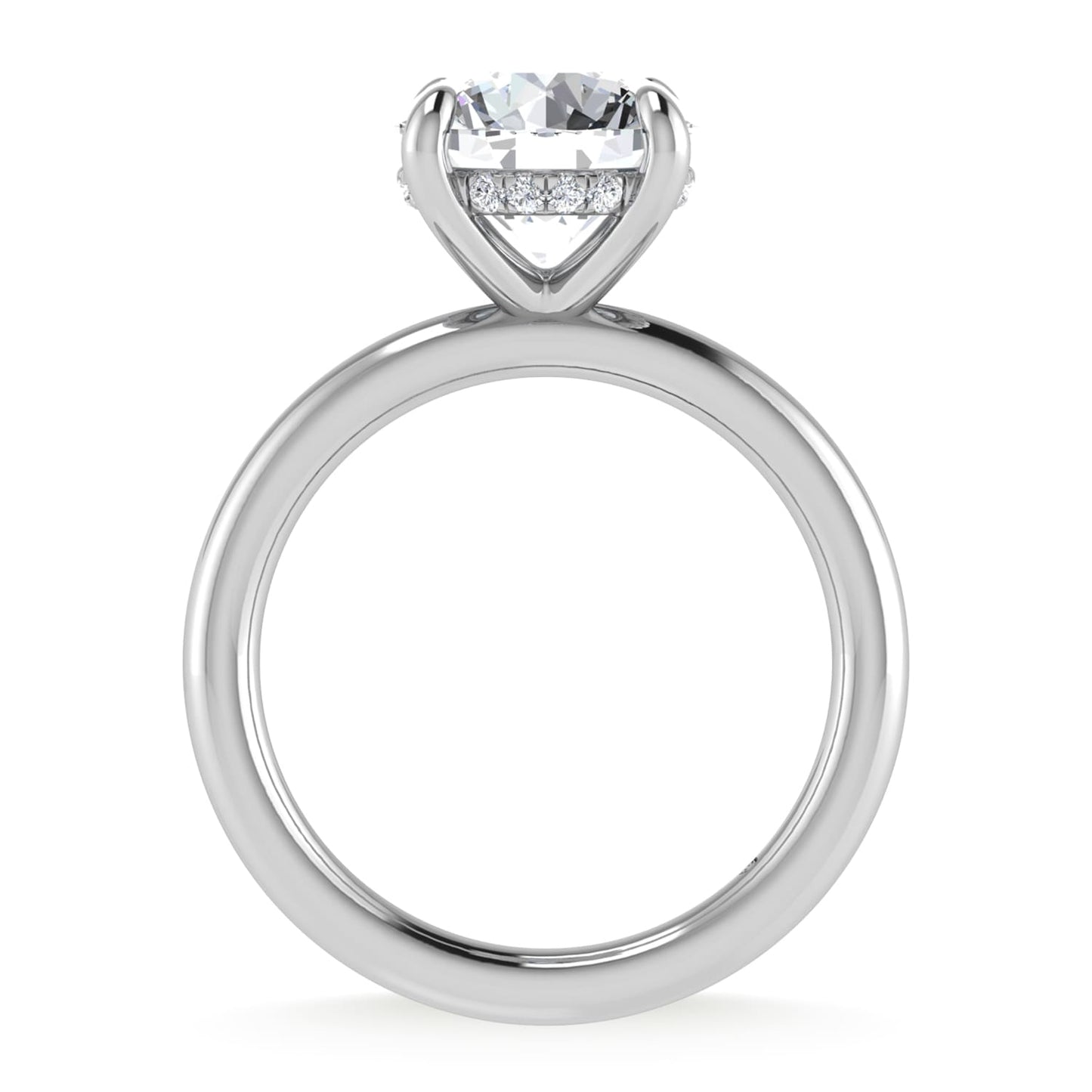 14K White Gold Lab Grown Diamond 3 1/20 Ct.Tw. Round Shape IGI Certified Engagement Ring (Center 3ct)