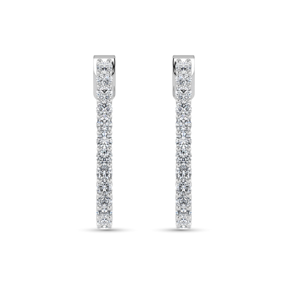14K White Gold Lab Grown Diamond 2 3/4 Ct.Tw. Hoop Earrings