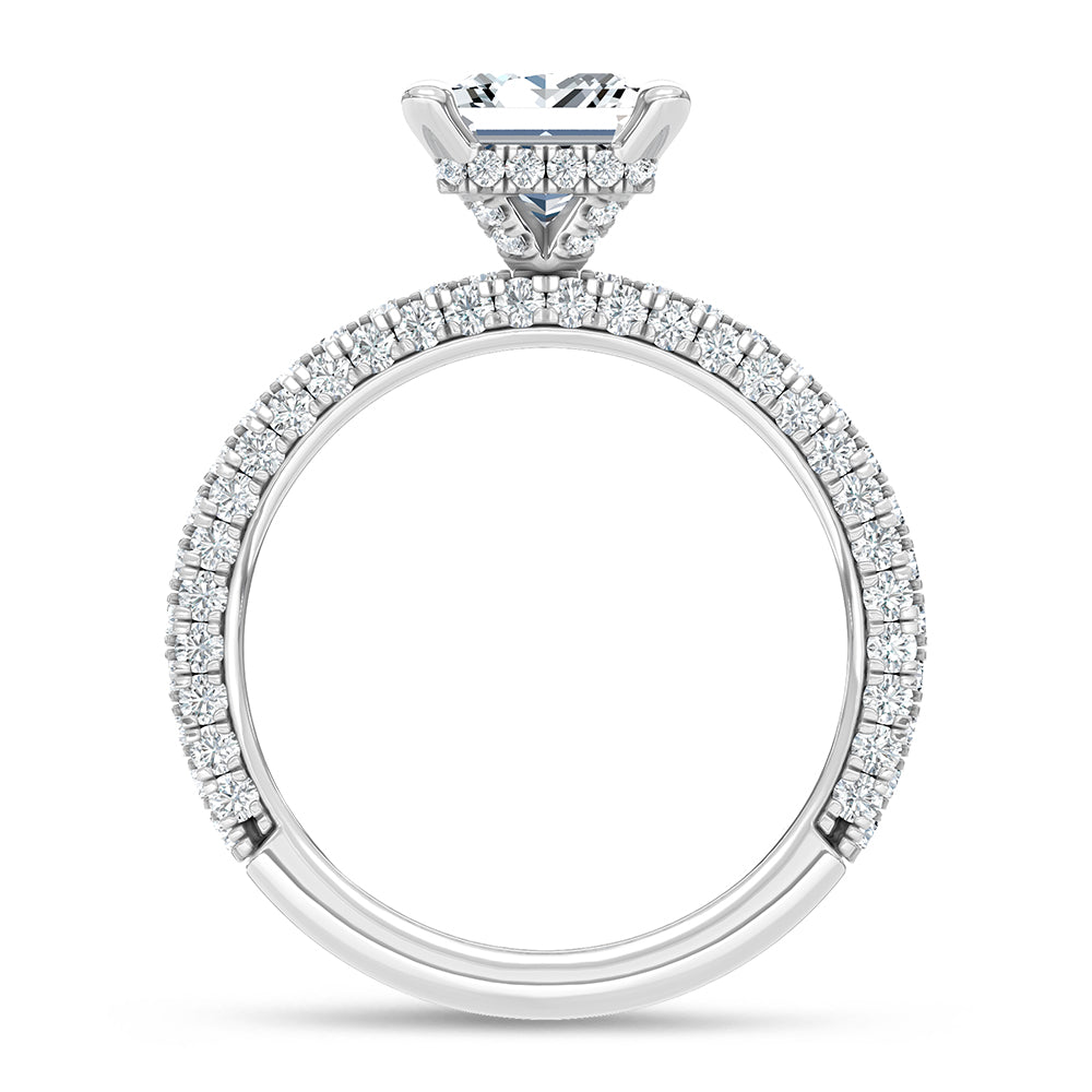 14K White Gold Lab Grown Diamond 4 Ct.Tw. IGI Certified Princess Shape Halo Engagement Ring (Center 3CT)