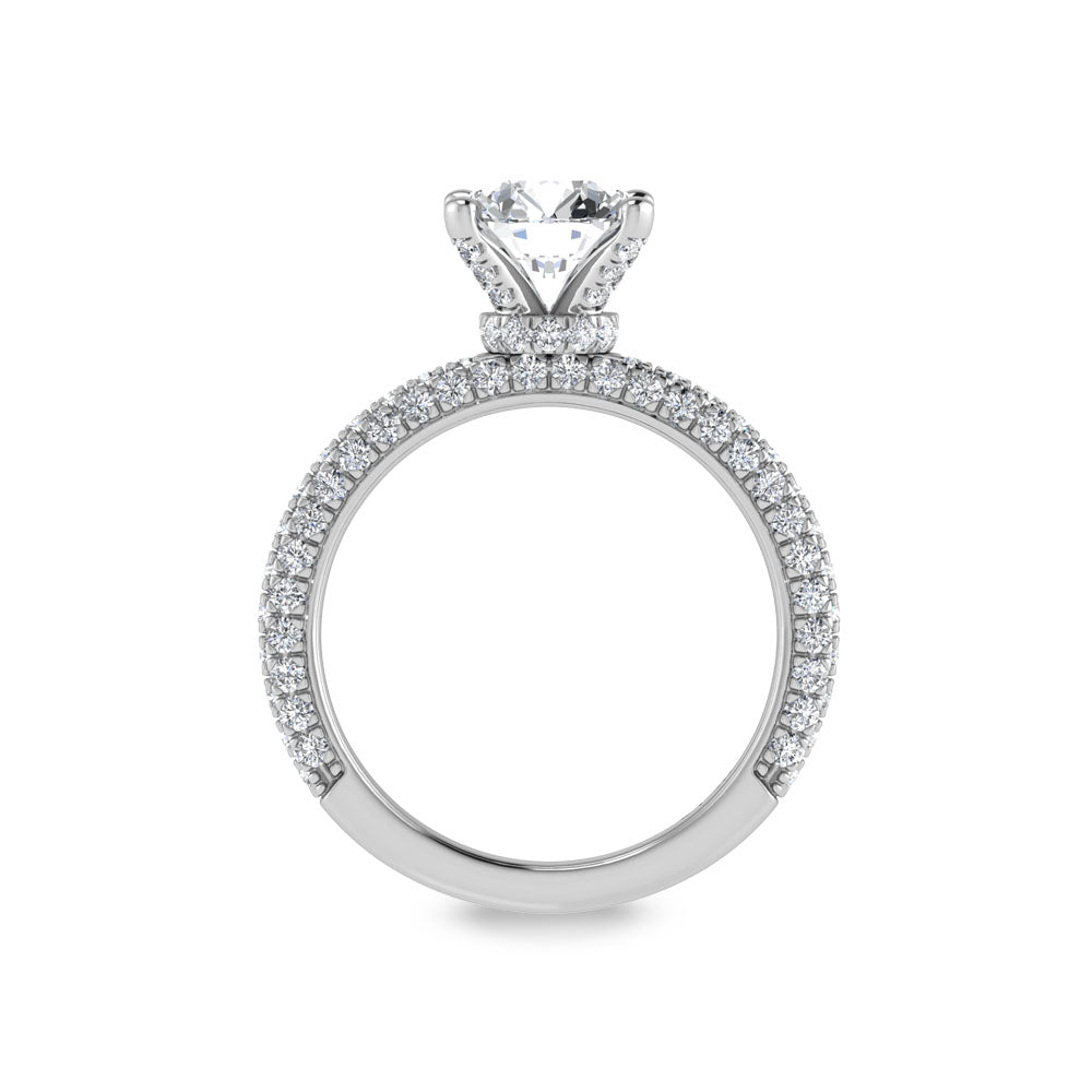 14K White Gold Lab Grown Diamond 3 Ct.Tw. IGI Certified Round Shape Halo Engagement Ring (Center 2CT)