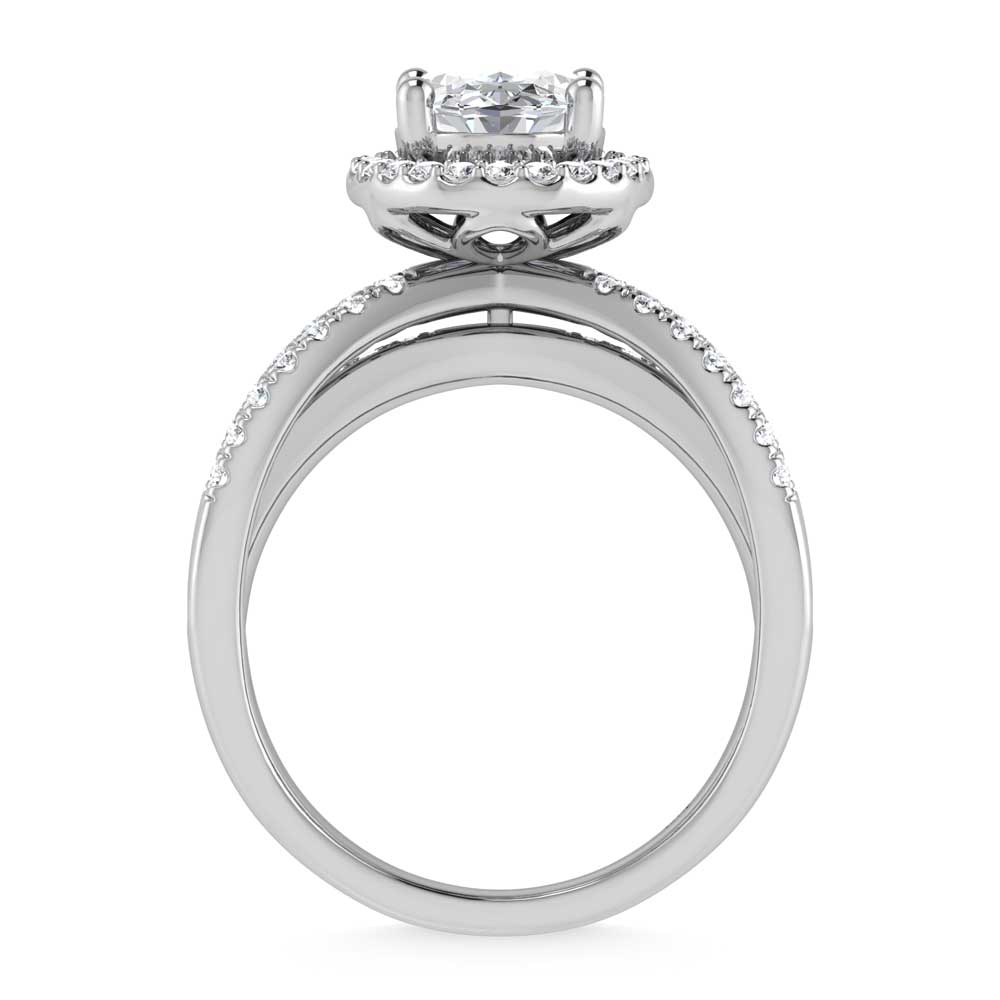 14K White Gold Lab Grown Diamond 2 1/2 Ct.Tw. Oval Shape Engagement Ring (Center 2CT)