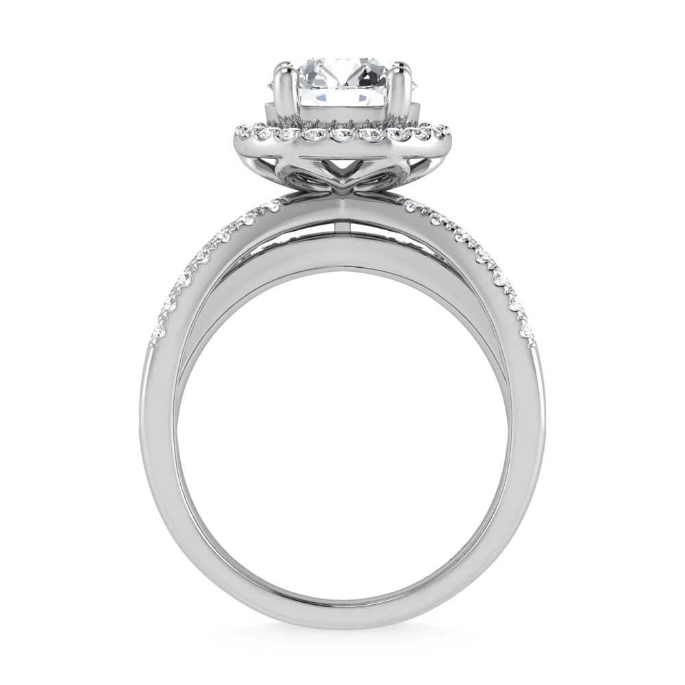 14K White Gold Lab Grown Diamond 2 1/2 Ct.Tw. Round Shape Engagement Ring (Center 2CT)