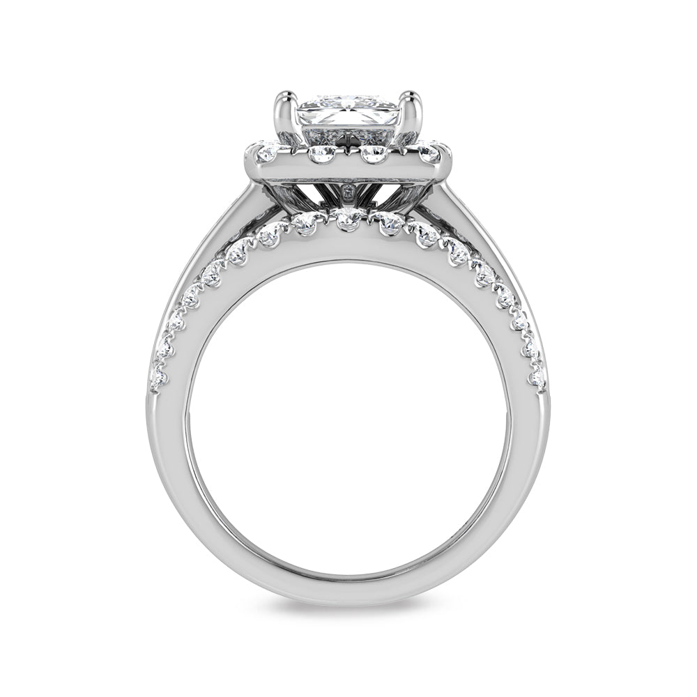 14K White Gold Labgrown Diamond 2 7/8 Ct.Tw. Princess Shape Engagement Ring (Center 1ctw)