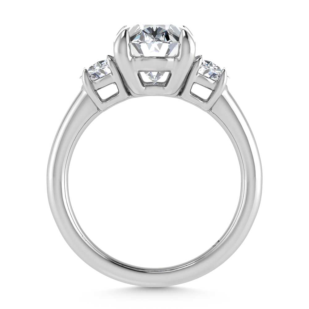 14K White Gold Lab Grown Diamond 3 5/8 Ct.Tw. Oval Shape Three Stone Engagement Ring