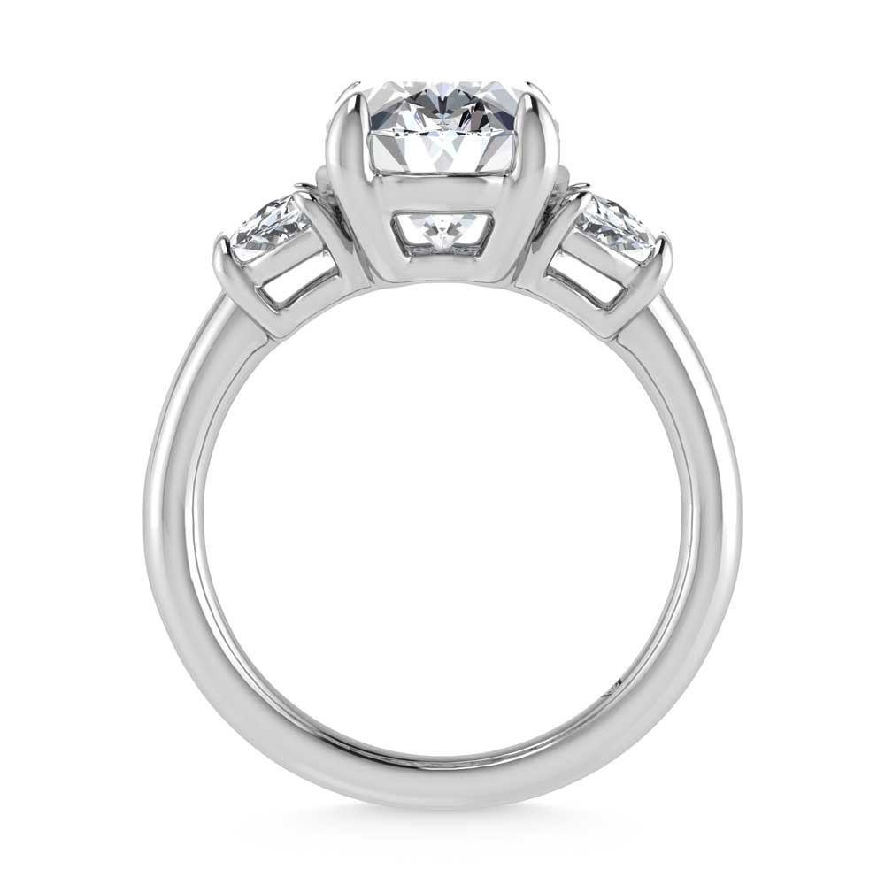 14K White Gold Lab Grown Diamond 4 3/4 Ct.Tw. Oval Shape Three Stone Engagement Ring