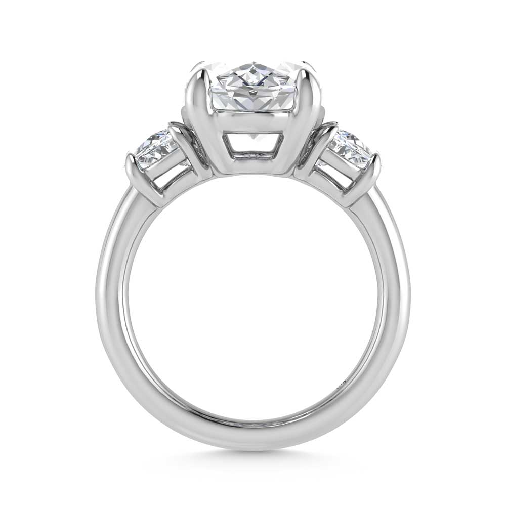 14K White Gold Lab Grown Diamond 6 Ct.Tw. Oval Shape Three Stone Engagement Ring