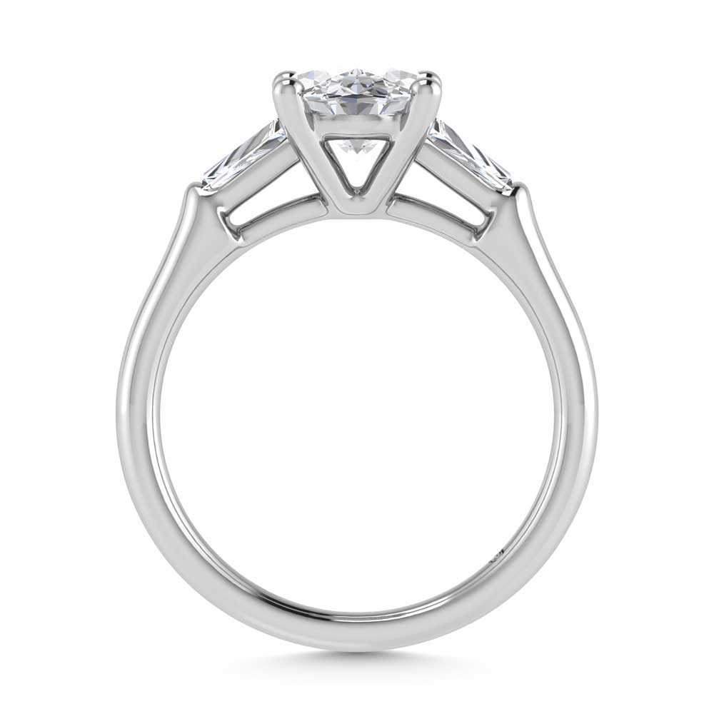 14K White Gold Lab Grown Diamond 2 3/4 Ct.Tw. Oval Shape Three Stone Engagement Ring