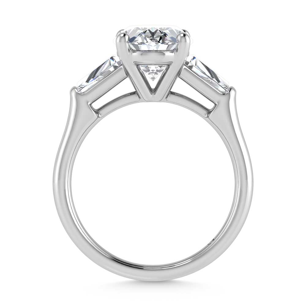 14K White Gold Lab Grown Diamond 4 1/3 Ct.Tw. Oval Shape Three Stone Engagement Ring