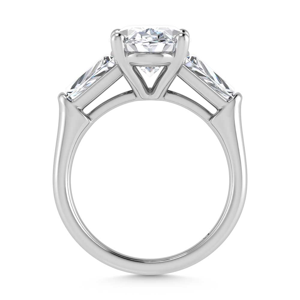 14K White Gold Lab Grown Diamond 5 3/4 Ct.Tw. Oval Shape Three Stone Engagement Ring