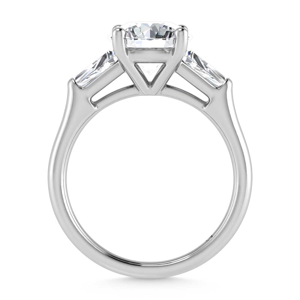 14K White Gold Lab Grown Diamond 2 3/4 Ct.Tw. Round Shape Three Stone Engagement Ring