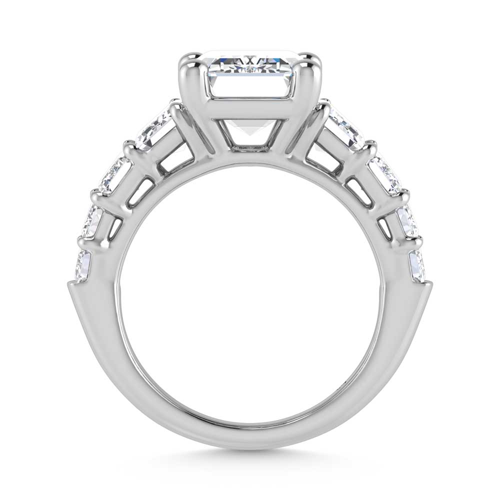 14K White Gold Lab Grown Diamond 8 Ct.Tw. Emerald Shape Engagement Ring