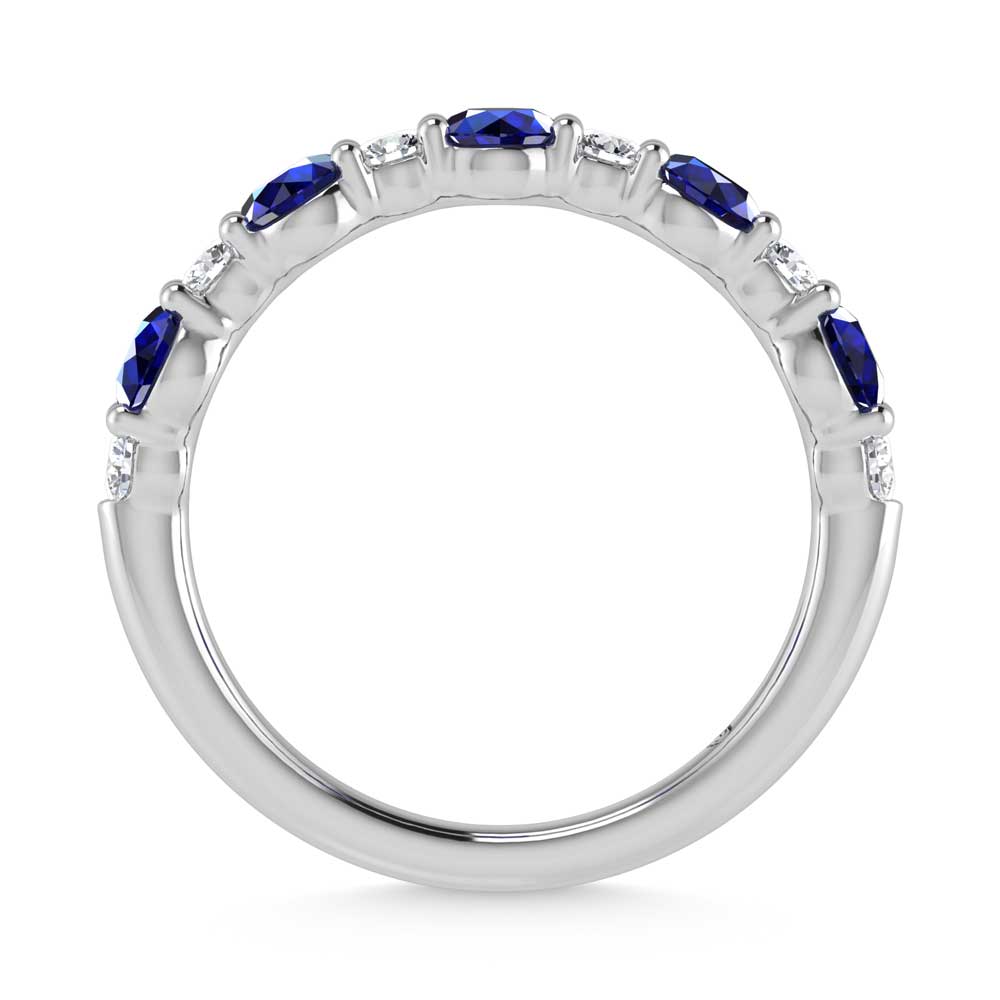 14K White Gold 1 1/8 Ct.Tw. Alternate White and Blue Lab Grown Diamond Band