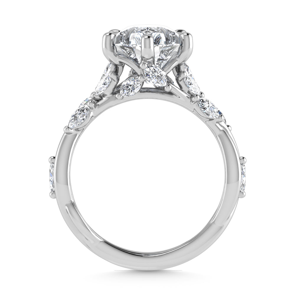 14K White Gold Lab Grown Diamond 3 1/2 Ct.Tw. Marquise and Pear Engagement Ring (Center 3 ct)
