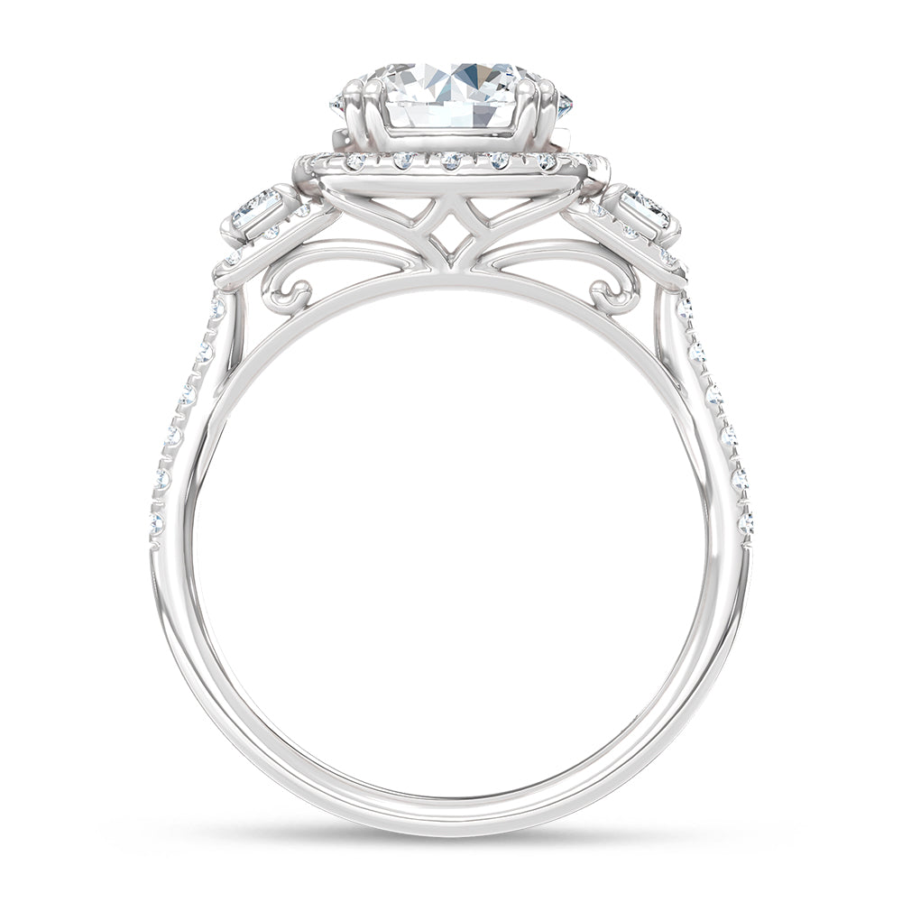 14K White Gold 2 3/4 Ct.Tw. Round Center Labgrown Diamond Engagement Ring (Center 2 ctw)