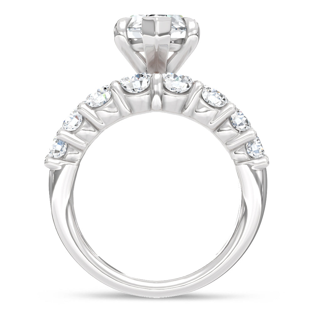 14K White Gold Lab Grown Diamond 6 3/4 Ct.Tw. Center Marquise and Baguette Engagement Ring (Center 5 ctw)