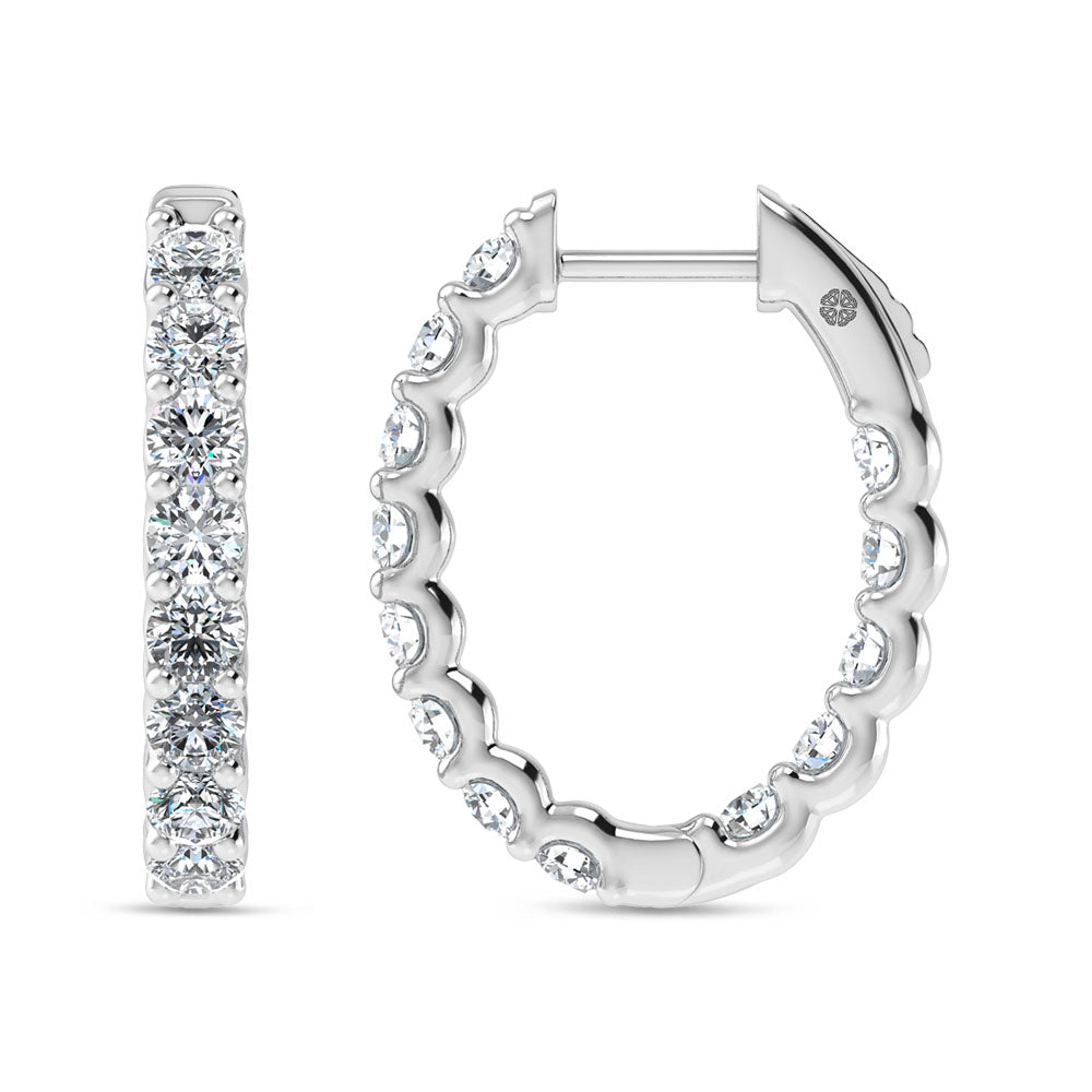 14K White Gold 2 Ct.Tw. Labgrown Diamond In and Our Hoop Earrings