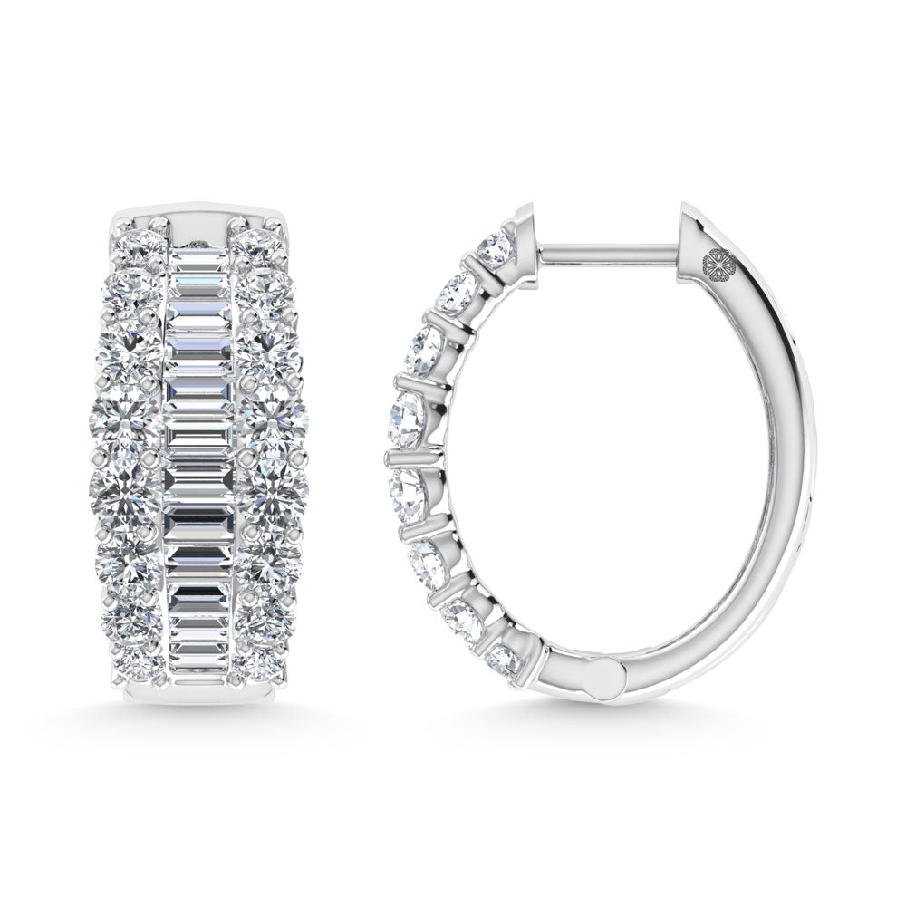 14K White Gold 5 Ct.Tw. Labgrown Diamond Oval Shape Hoop Earring