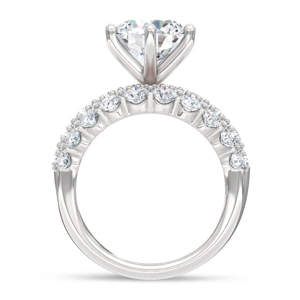 14K White Gold Lab Grown Diamond 5 1/2 Ct.Tw. Round Shape Engagement Ring ( Center 3 ctw)