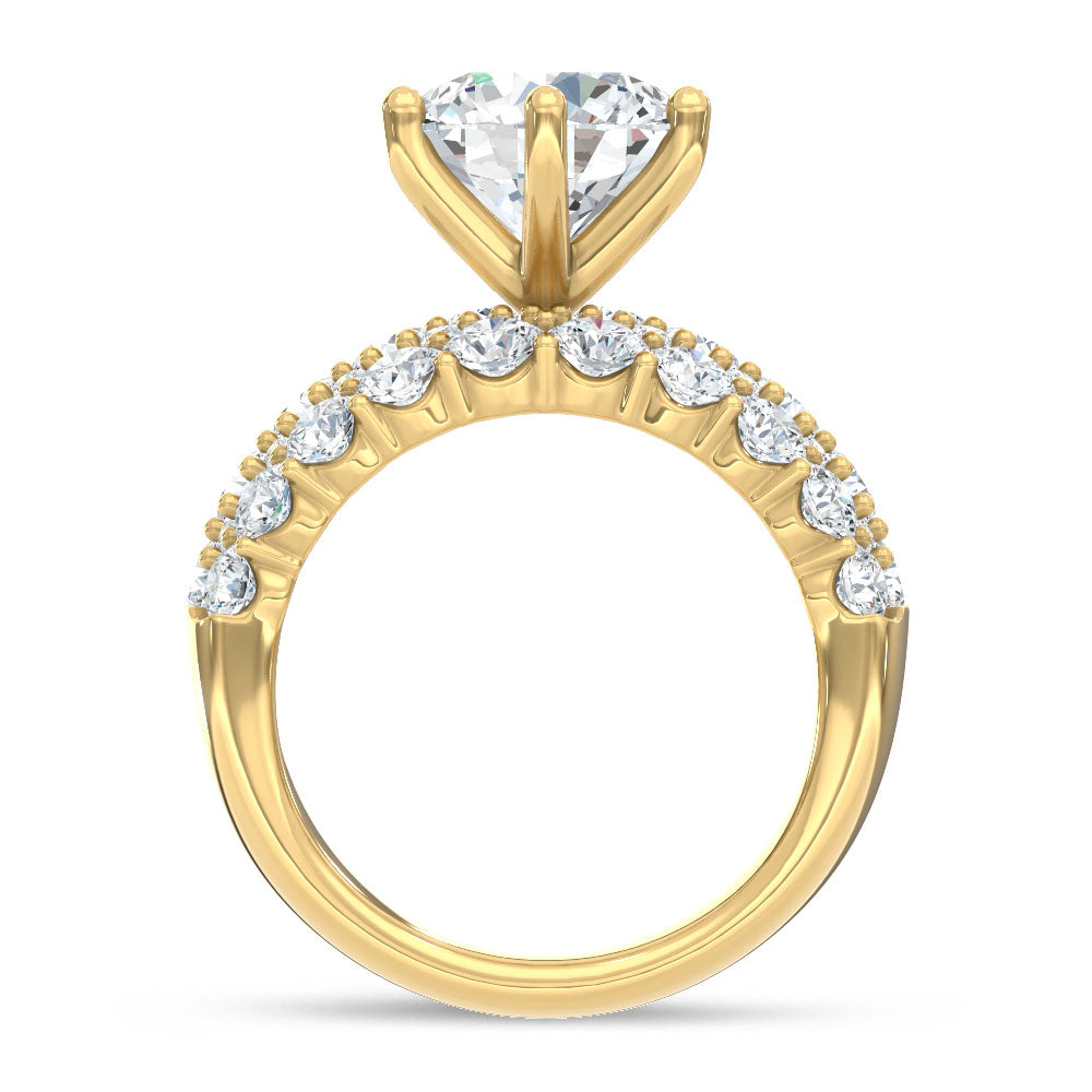 14K Yellow Gold Lab Grown Diamond 5 1/2 Ct.Tw. Round Shape Engagement Ring ( Center 3 ctw)