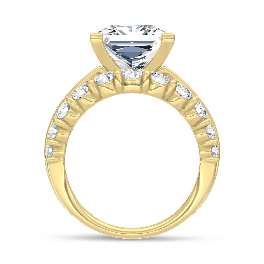 14K Yellow Gold Lab Grown Diamond 9 Ct.Tw. Princess Shape Engagement Ring