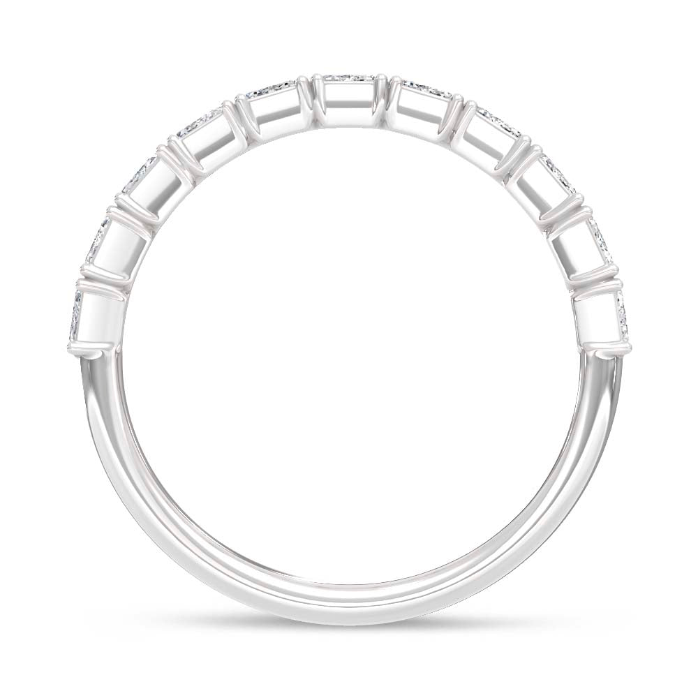 14K White Gold Lab Grown Diamond Emerald Cut 1 Ct.Tw. Half Way Band