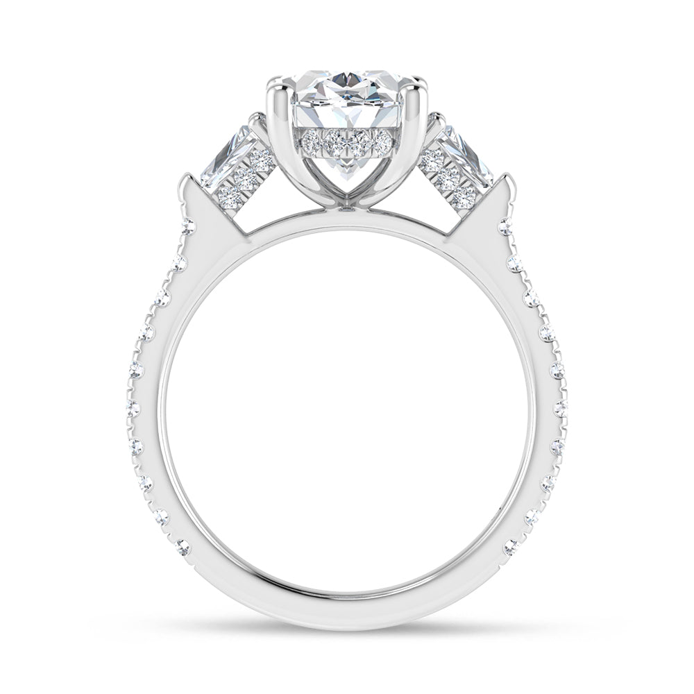 14K White Gold Lab Grown Diamond Oval Shape 3 5/8 Ct.Tw. Engagement Ring