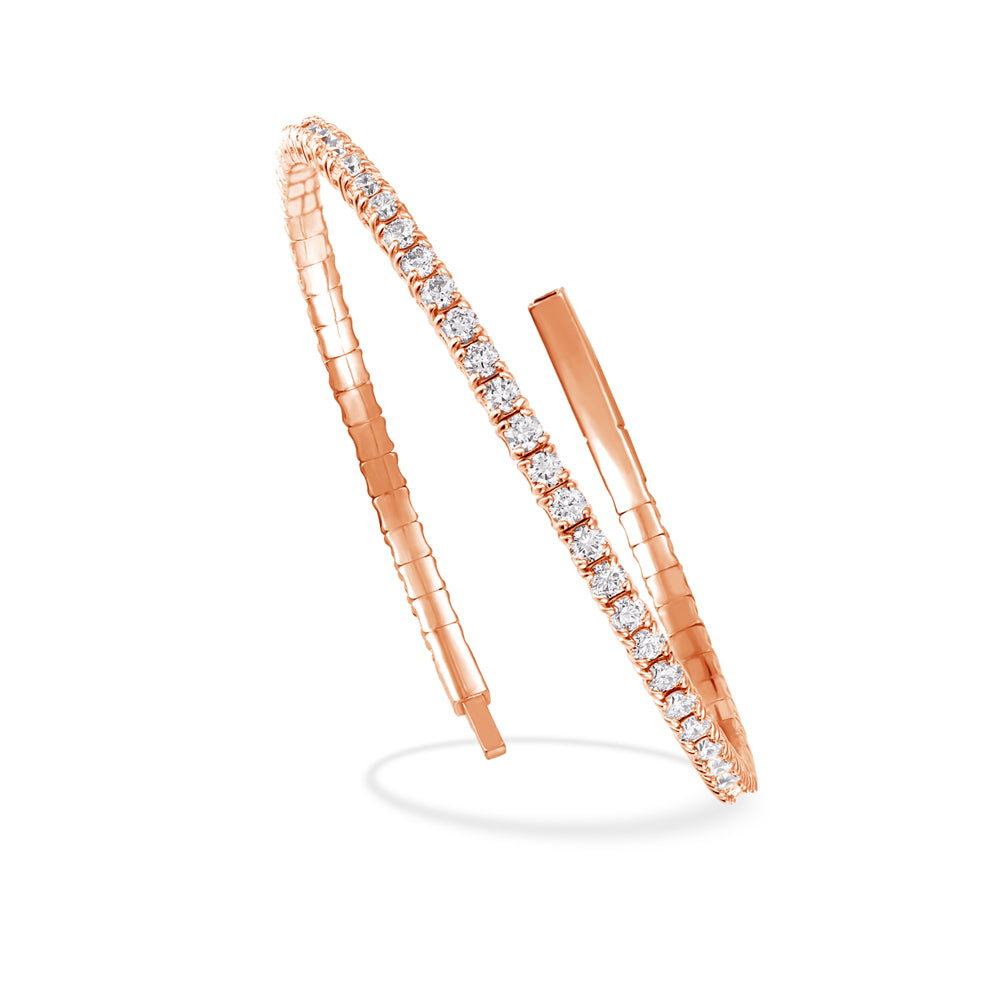 Lab Grown Diamond 3 Ct.Tw. Half Way Flexible Bangle in 14K Rose Gold (Size 6.75)