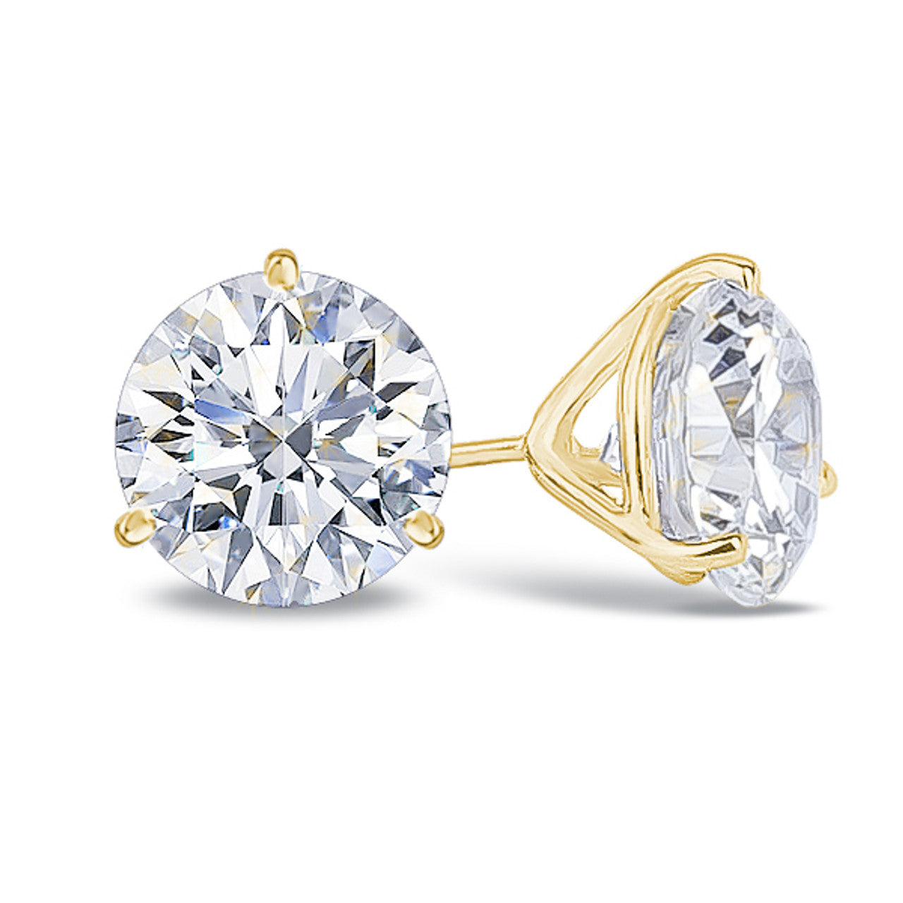 14K Yellow Gold Lab Grown Diamond 1/6 Ct.Tw. Non certified CVD VS1+ G+ Martini Stud Earrings (Available in 0.15ctw to 3ctw)