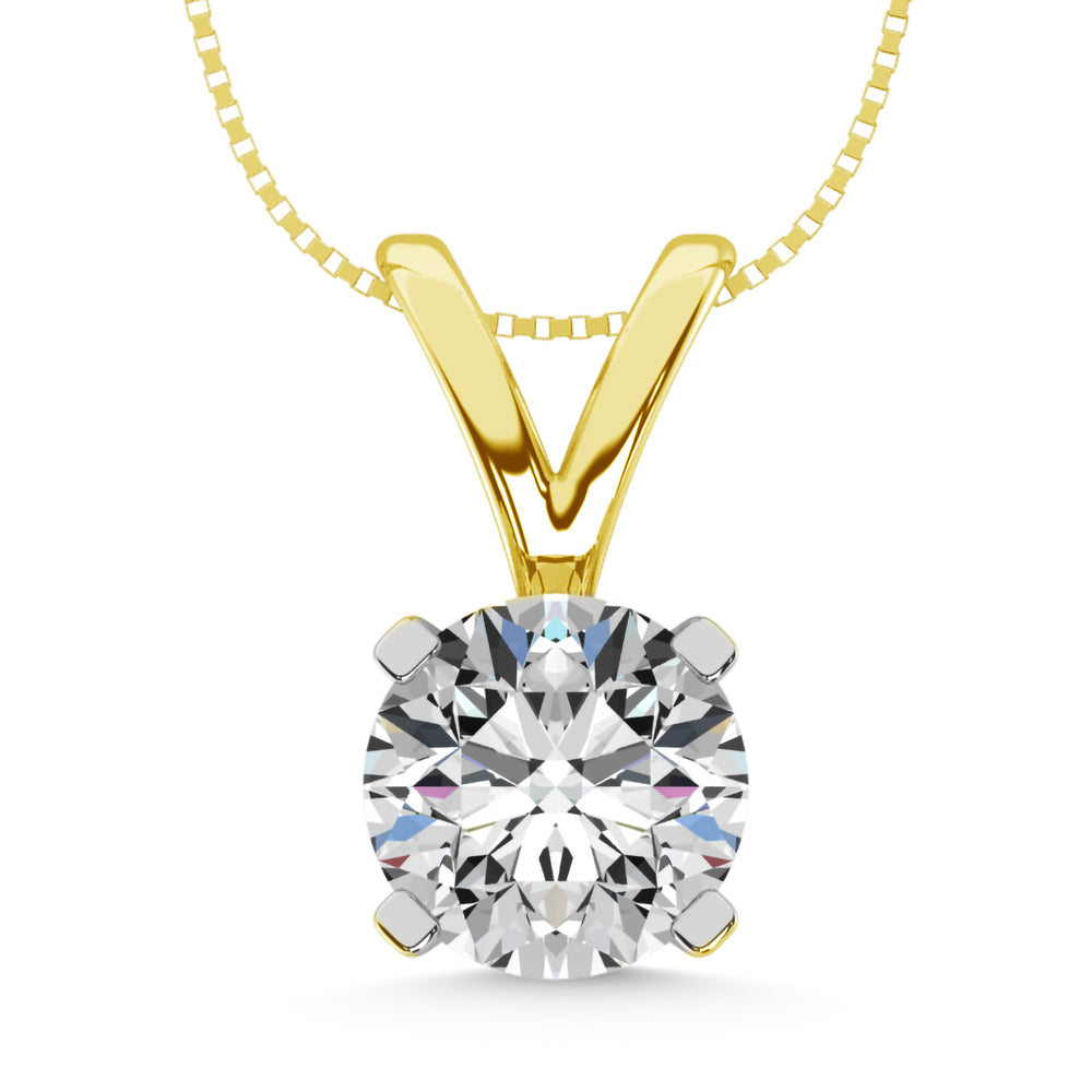 14K Yellow Gold Lab Grown Diamond 1 Ct.Tw. IGI Certified CVD VS1+ G+ Solitaire Pendant (Available in 0.10ctw to 2ctw)