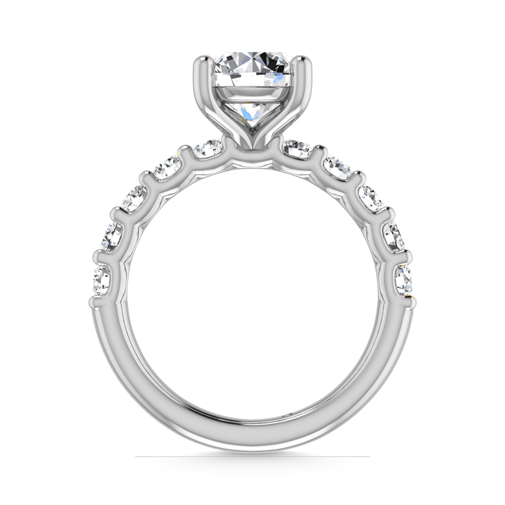 14K White Gold Lab Grown Diamond 3 1/5 Ct.Tw. Round Shape Halfway Engagement Ring (Center 2CT)