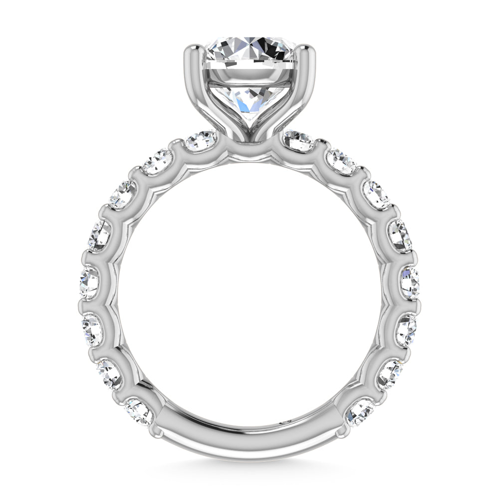 14K White Gold Lab Grown Diamond 2 1/3 Ct.Tw. Round Shape Three Forth Engagement Ring ( Center 1 1/2CT)