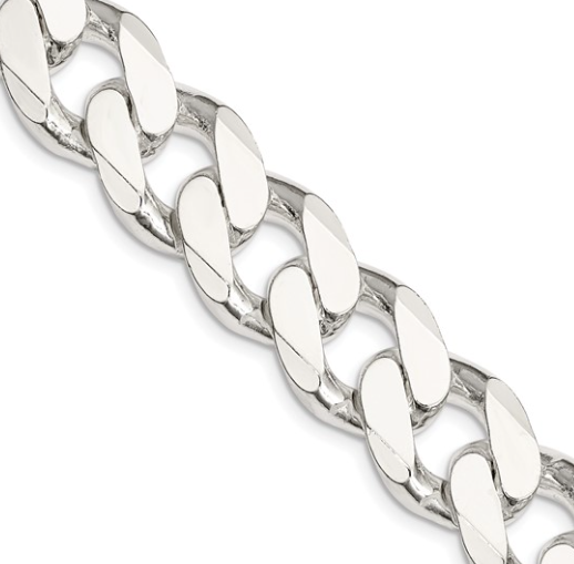 Sterling Silver Rhodium Plated 16.2mm Curb Chain - QCB450R-28