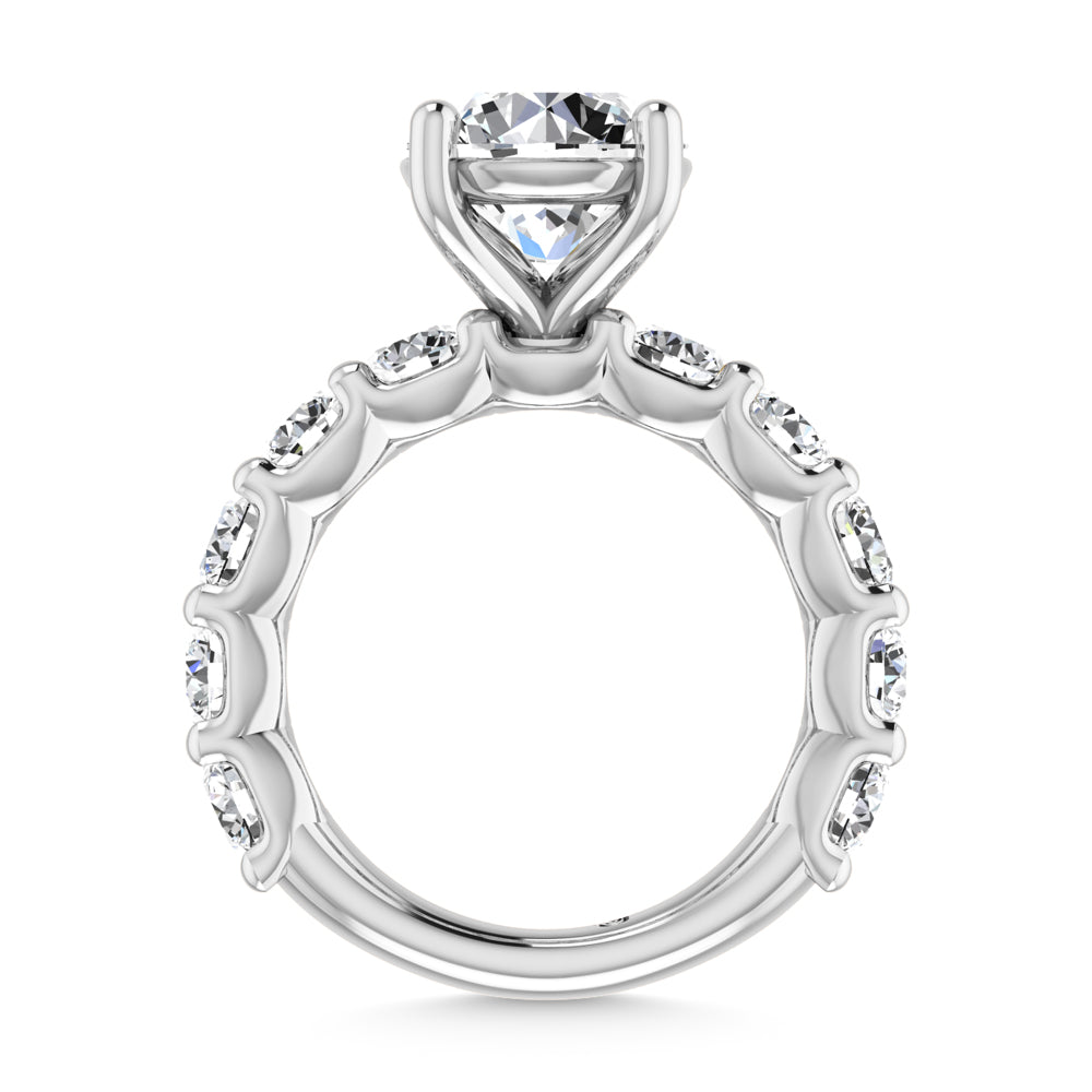14K White Gold Lab Grown Diamond 9 1/3 Ct.Tw. Round Shape Three Forth Engagement Ring With Center 4 ctw