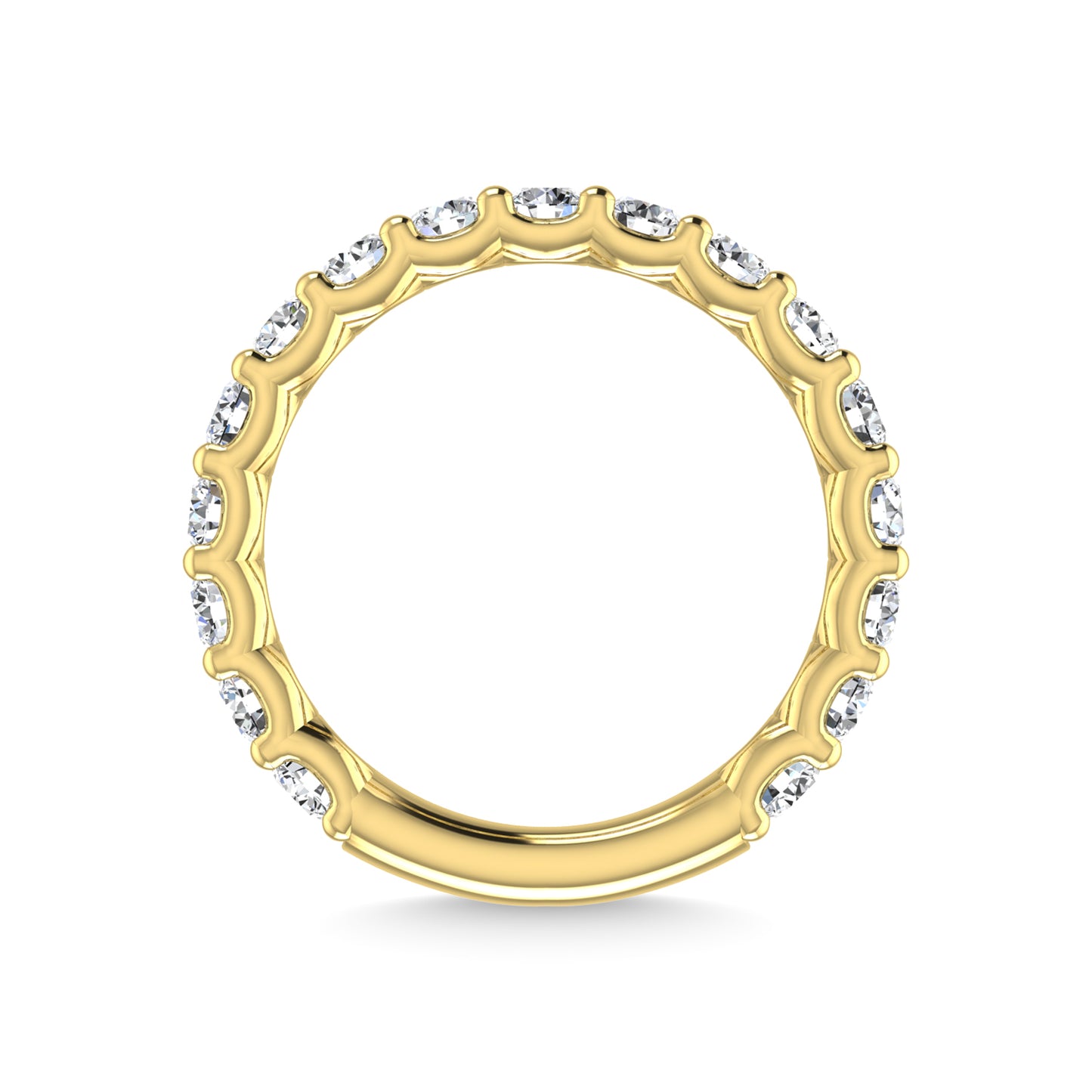 14K Yellow Gold Lab Grown Diamond 7/8 Ct.Tw. Round Shape Three Fourth Way Wedding Band